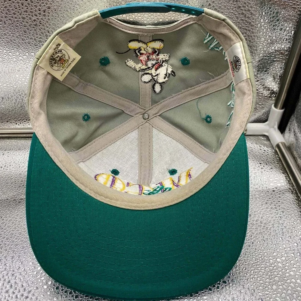 Vintage Mickey & Co Disney Hat Men Green Snapback Embroidered Spell Out Logo Cap